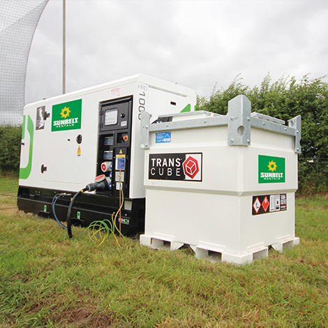 A hired Sunbelt Rentals Generator alongside a TransCube fuel tank