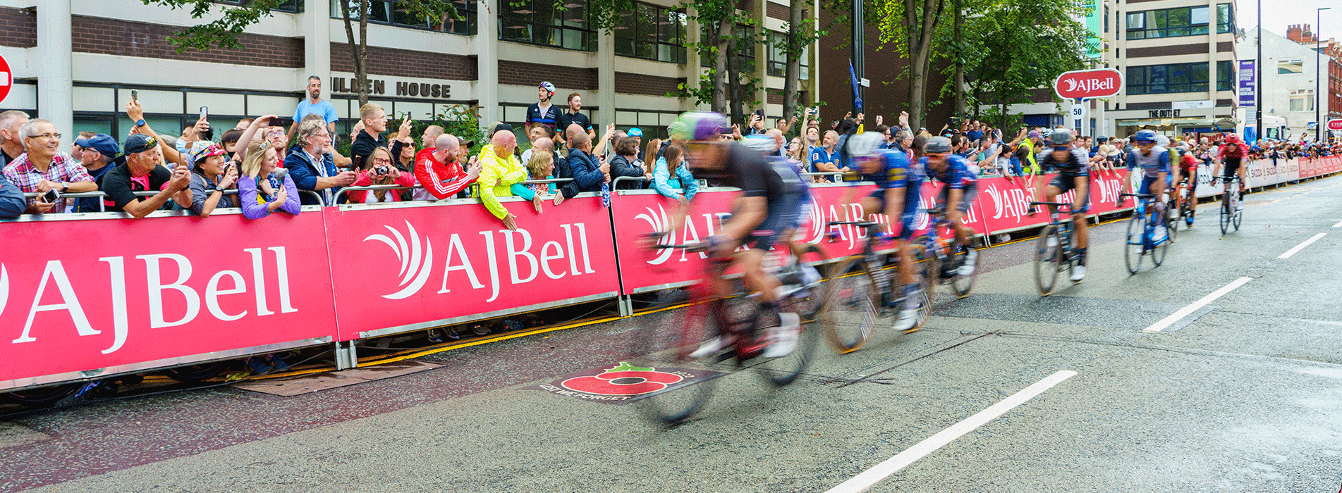 Barriers In Situ At Cycling Event Infront Of A Crowd