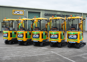 Mini electric diggers from JCB available at Sunbelt Rentals