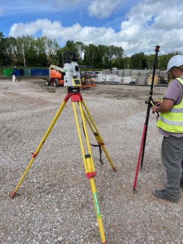 Robotic-Total-Station-Being-Used-On-Coed-Derw-Housing-Development-Site-To-Survey-The-Area