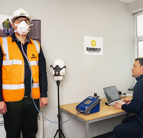 Man taking part in a face fit testing 