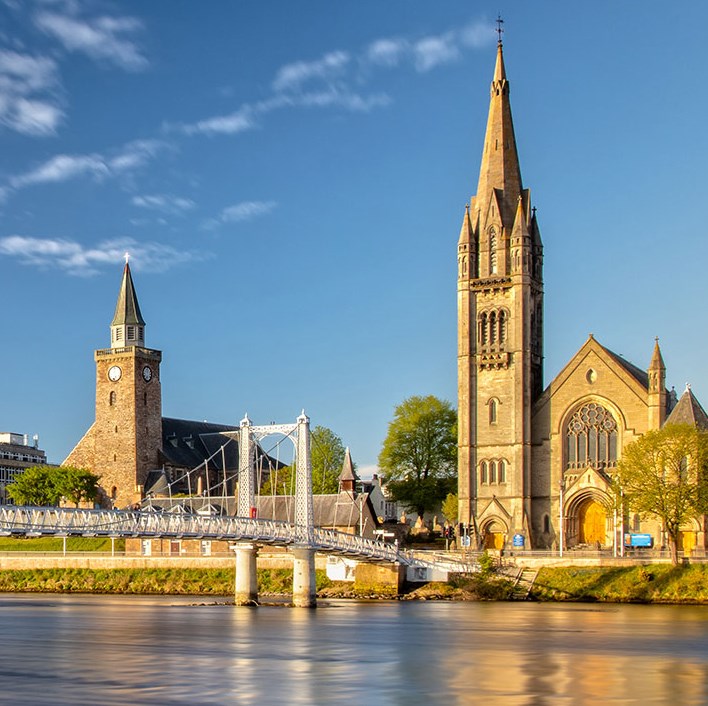 Inverness And The Greig Street Bridge In Scotland