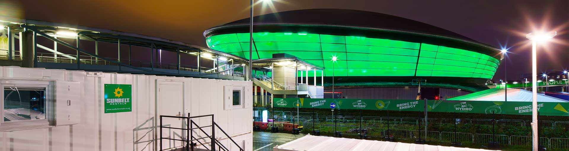 COP26 Glasgow Arena Overlooking Sunbelt Welfare Units