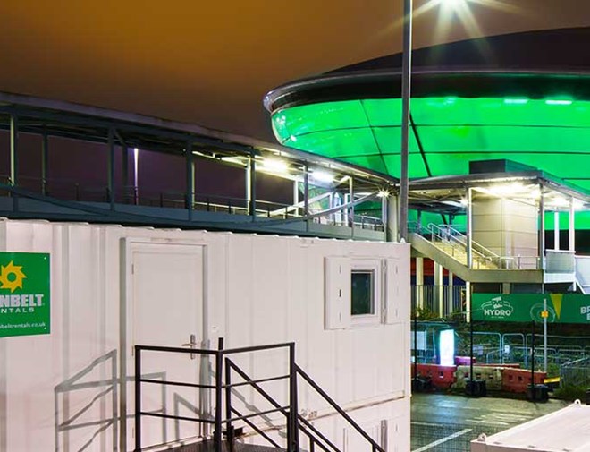 COP26 Glasgow Arena Overlooking Sunbelt Welfare Units