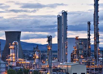 Oil Refinery At Dusk Time Of Day