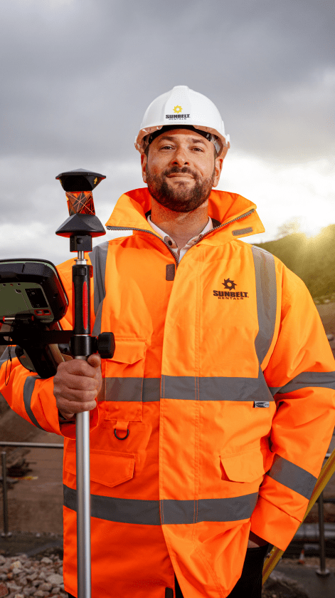 Survey expert on site with Survey equipment